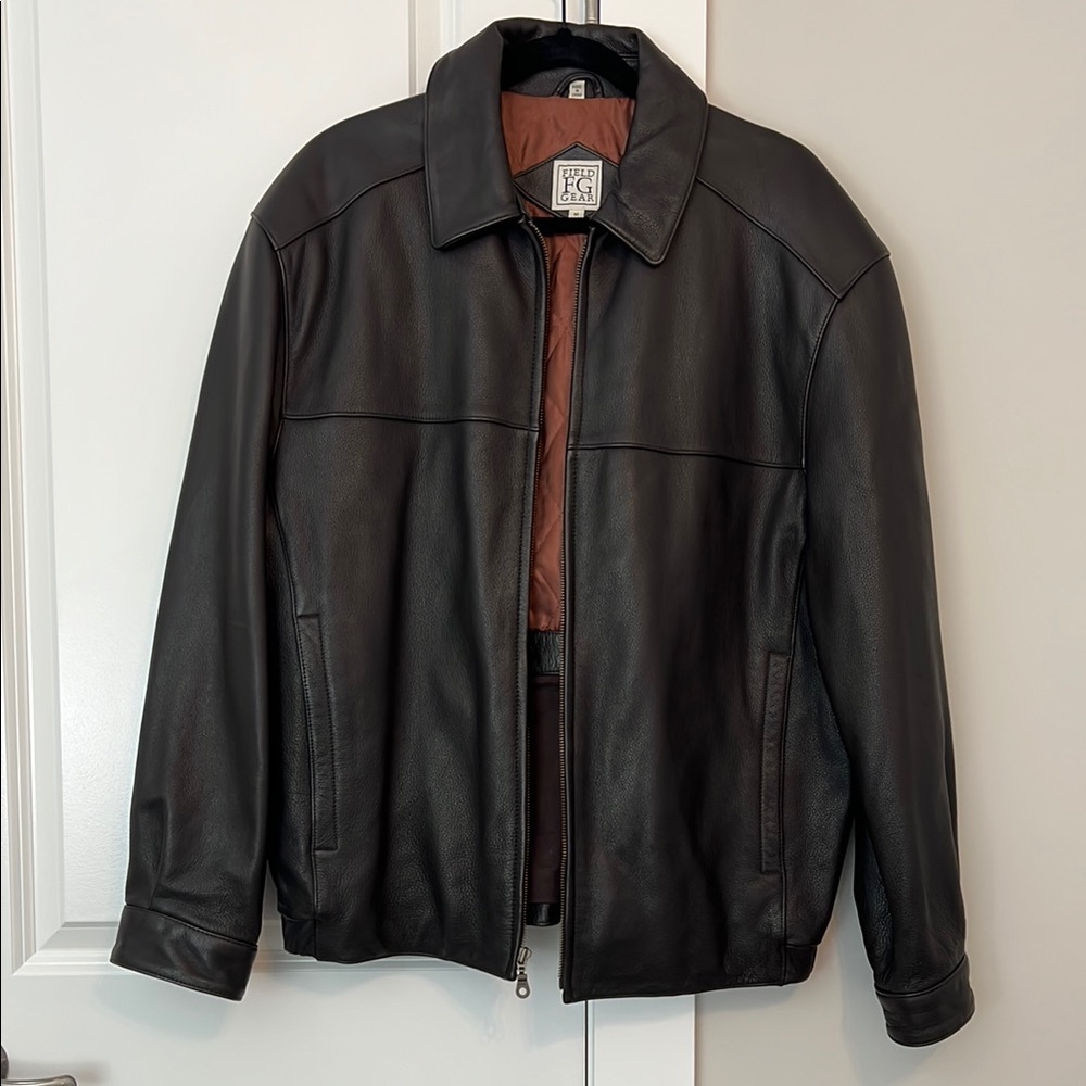 Men's Field Gear Dark Brown Genuine Leather Jacket